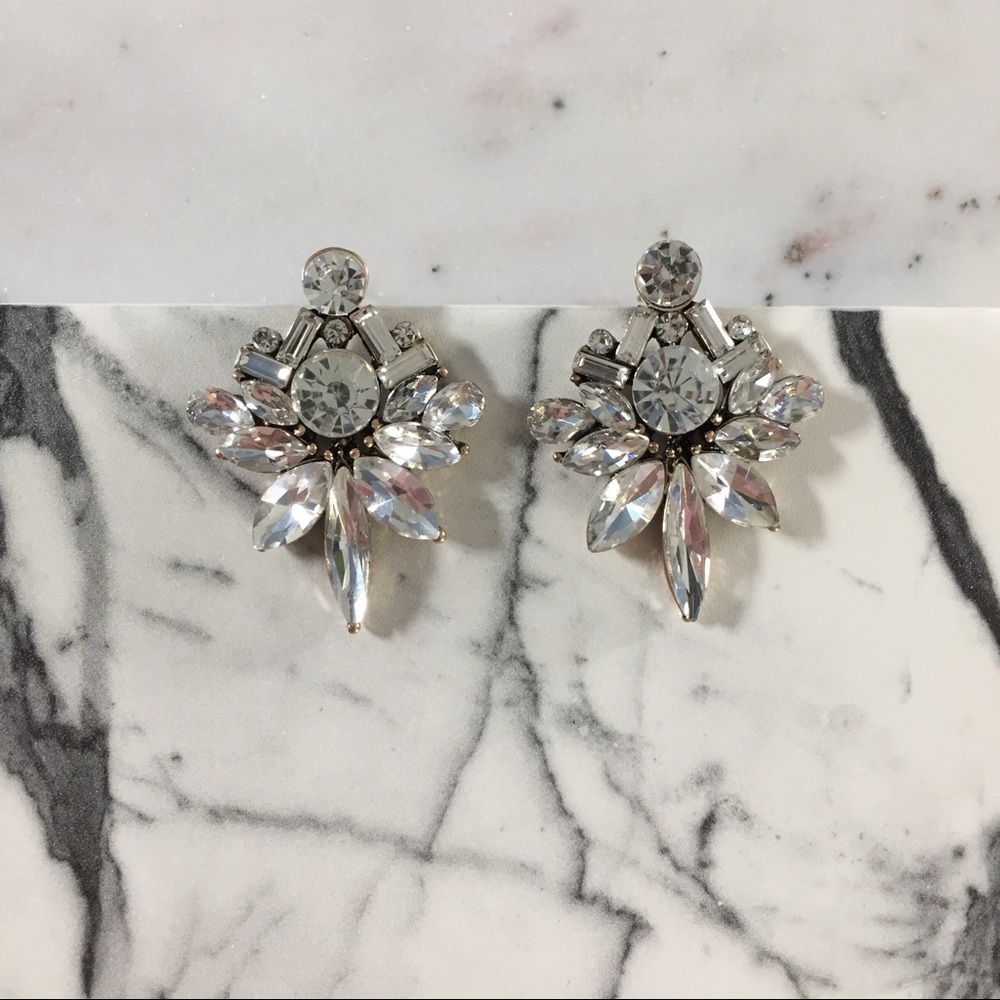 🆑  "Colette" Earrings || Clear Crystal Statement - Picture 2 of 11